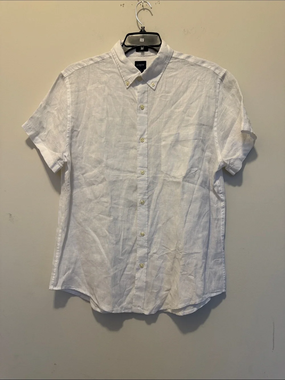 J. Crew White Short-Sleeve Linen Button-Down Shirt